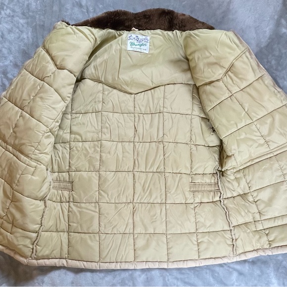 🤠✨ Vintage 70s Wrangler Western Puffer Jacket w/Faux Fur– Beige Men’s Large/XL - Picture 11 of 15